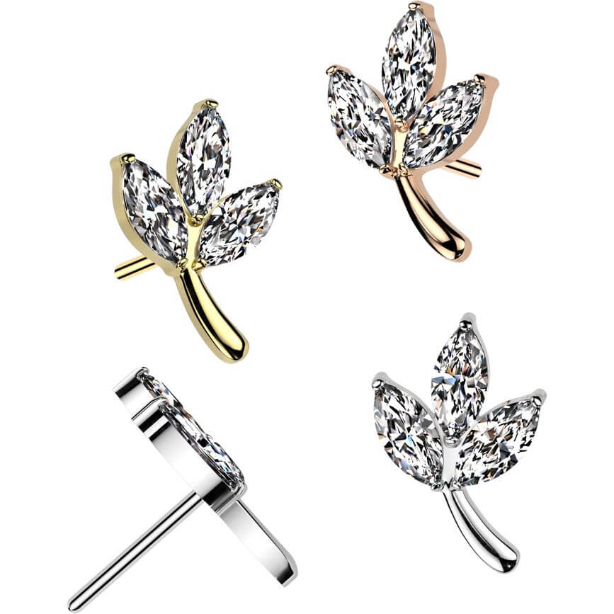 Titanium top leaf marquise cut zirconia Push-In