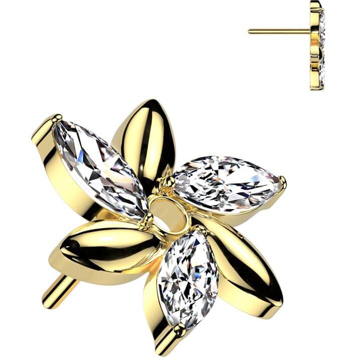 Titanium top flower marquise cut zirconia Push-In