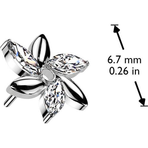 Titanium top flower marquise cut zirconia Push-In