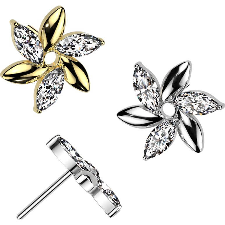 Titanium top flower marquise cut zirconia Push-In