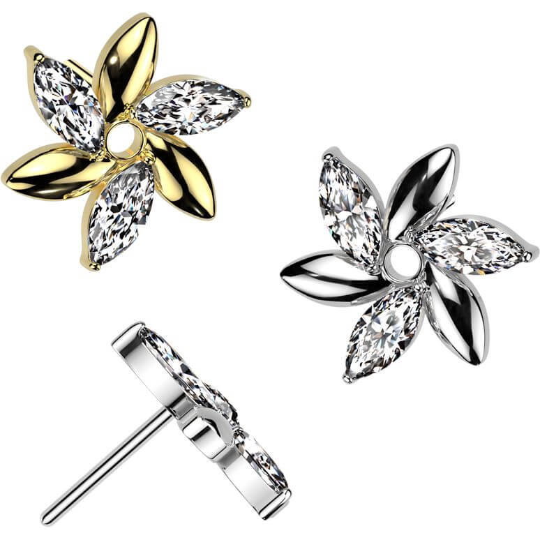 Titanium top flower marquise cut zirconia Push-In