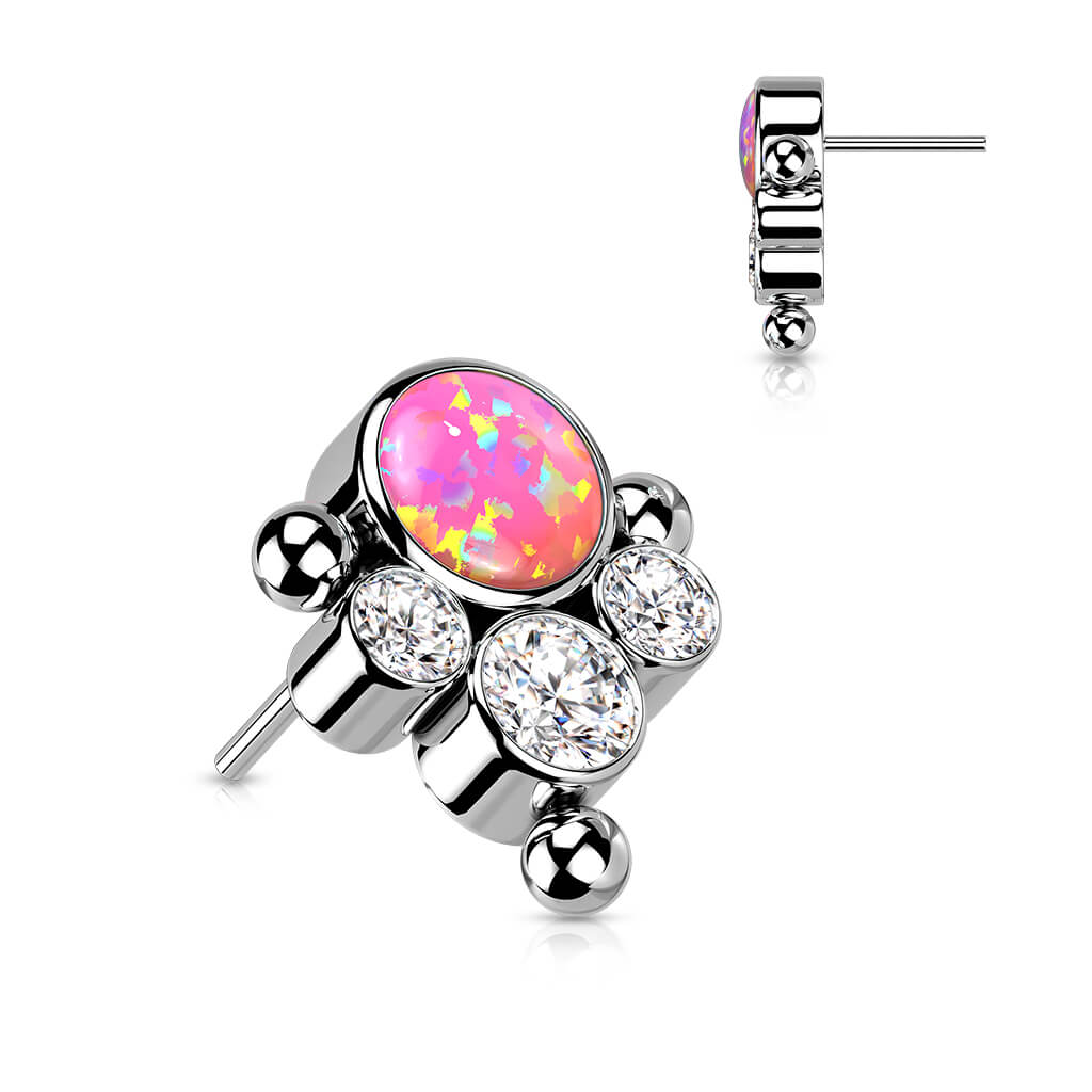 Titanium top 4 zirconias beaded balls Push-In
