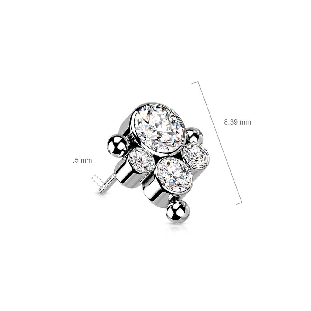 Titanium top 4 zirconias beaded balls Push-In