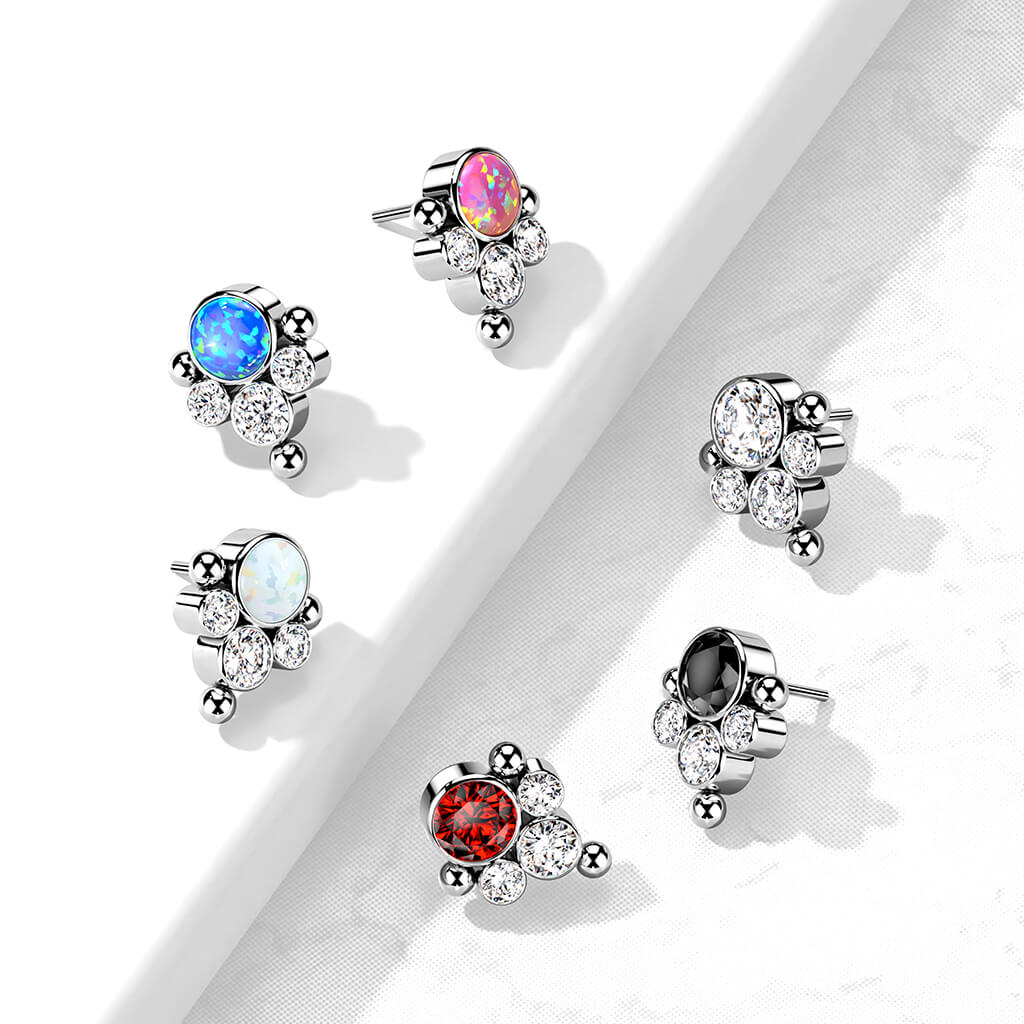 Titanium top 4 zirconias beaded balls Push-In