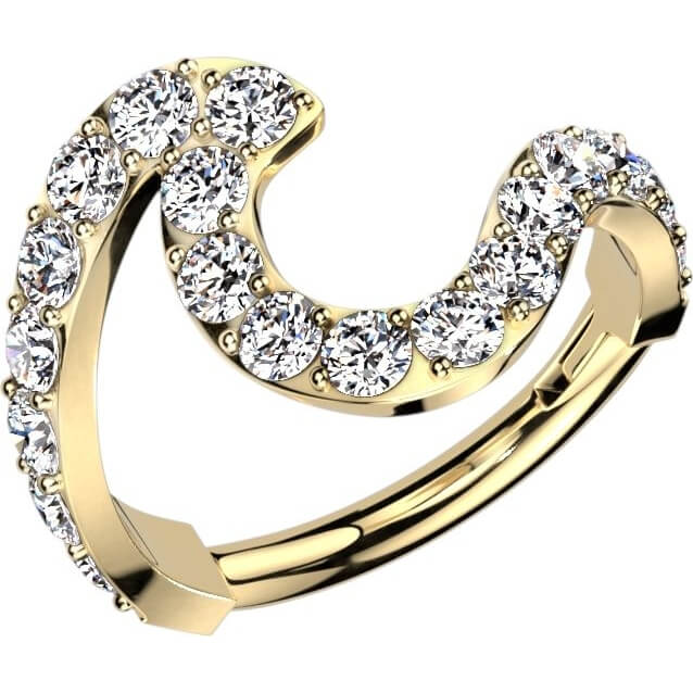 Anello Piercing Design onda con zirconi Clicker