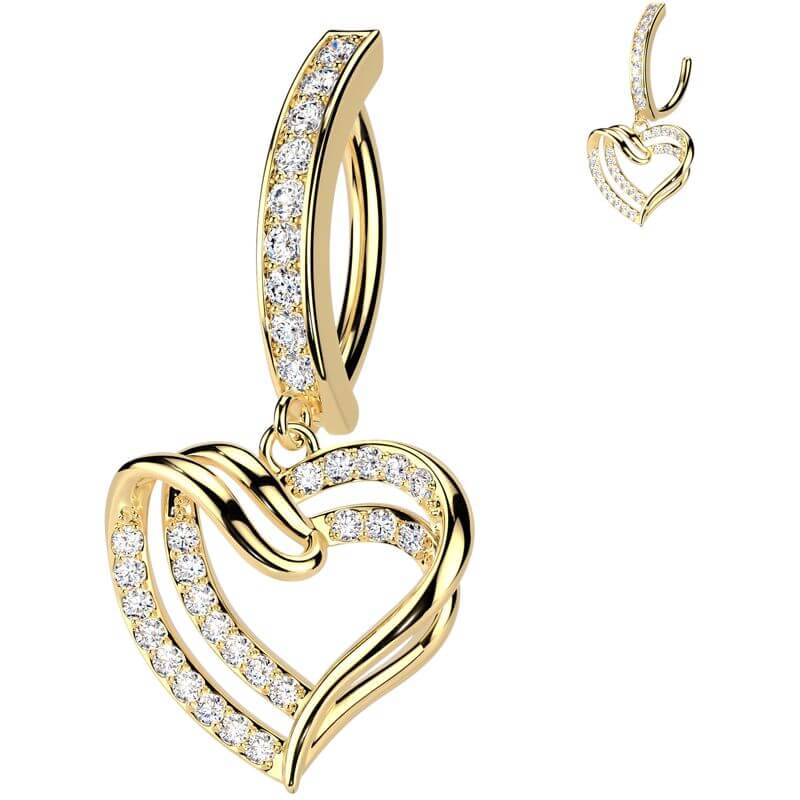 Belly Button Piercing heart dangle zirconia Segment
