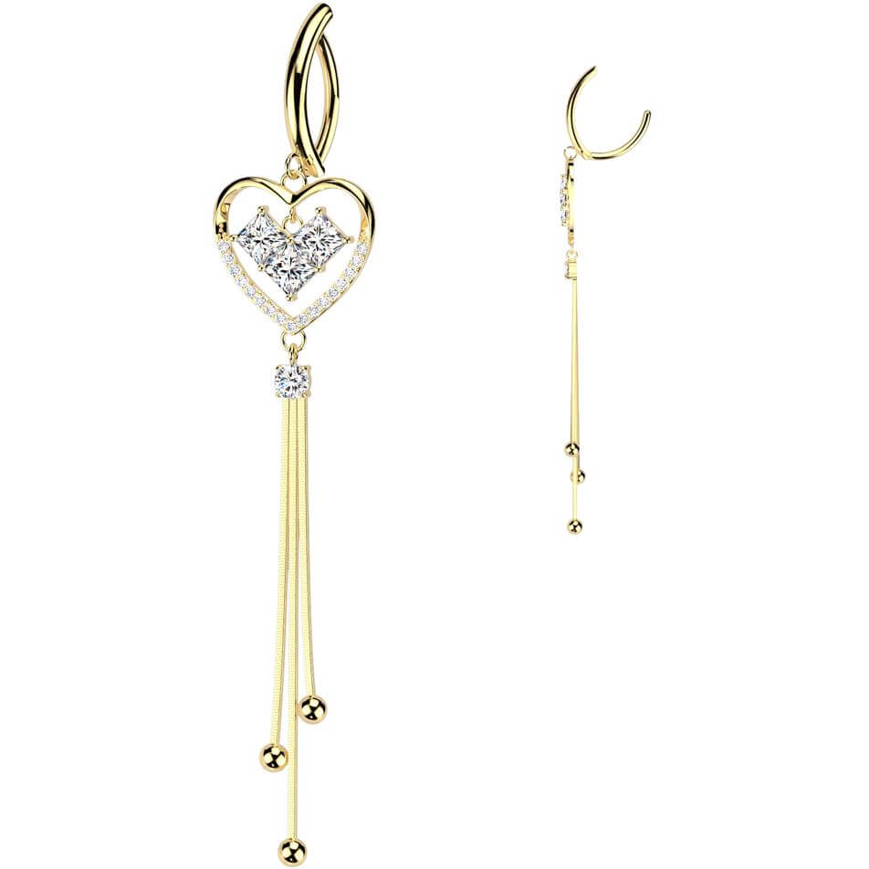Belly Button Piercing heart dangle zirconia Clicker