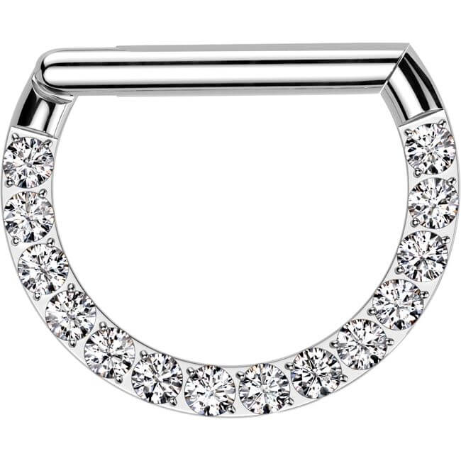 Titanio Anello Piercing Zirconi Segment