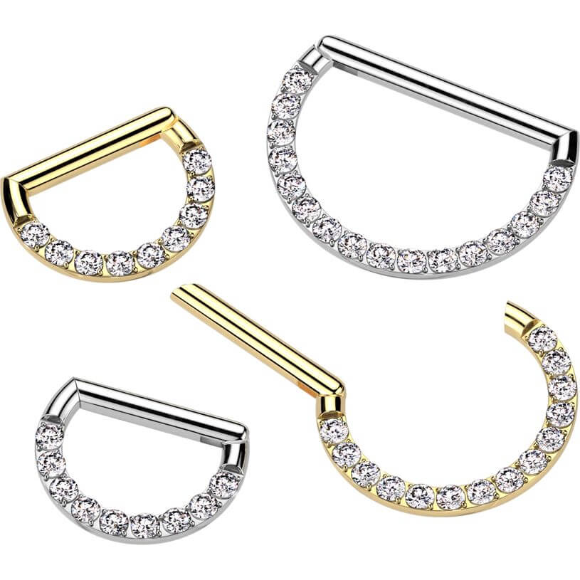 Titanio Anello Piercing Zirconi Segment