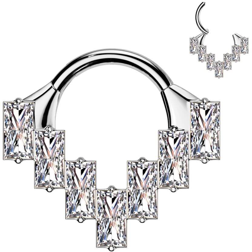 Titanium Ring zirconia baguette cut Segment