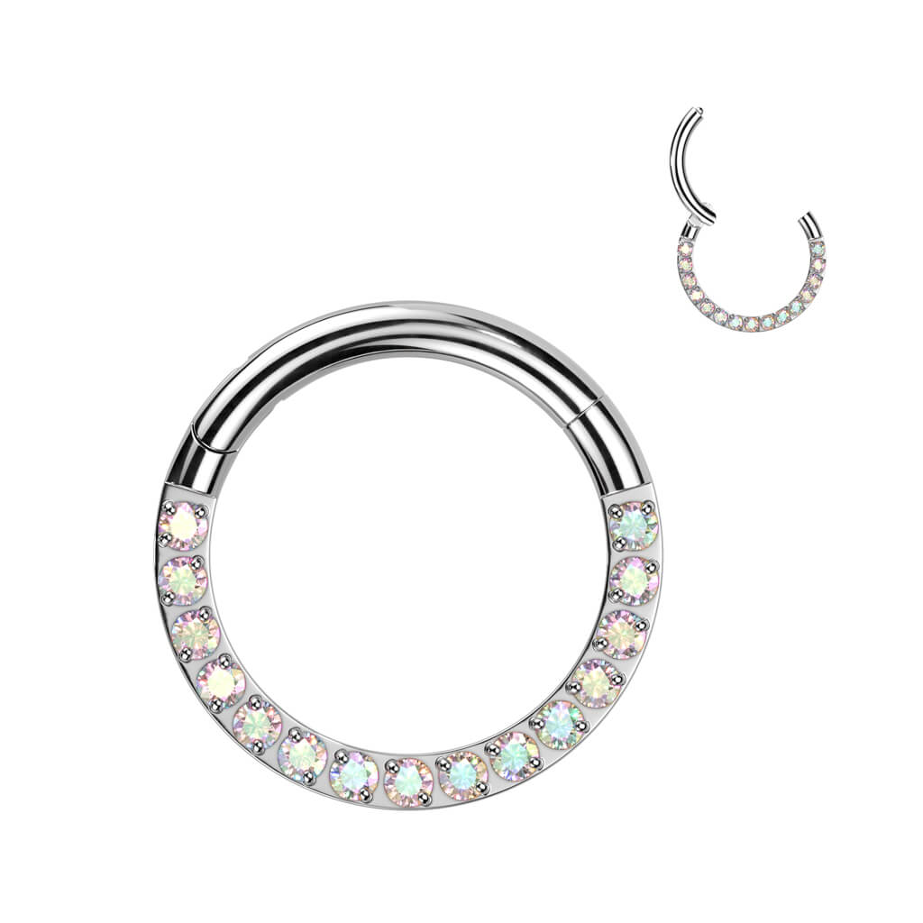 Titanio Anello Piercing Zirconi Clicker