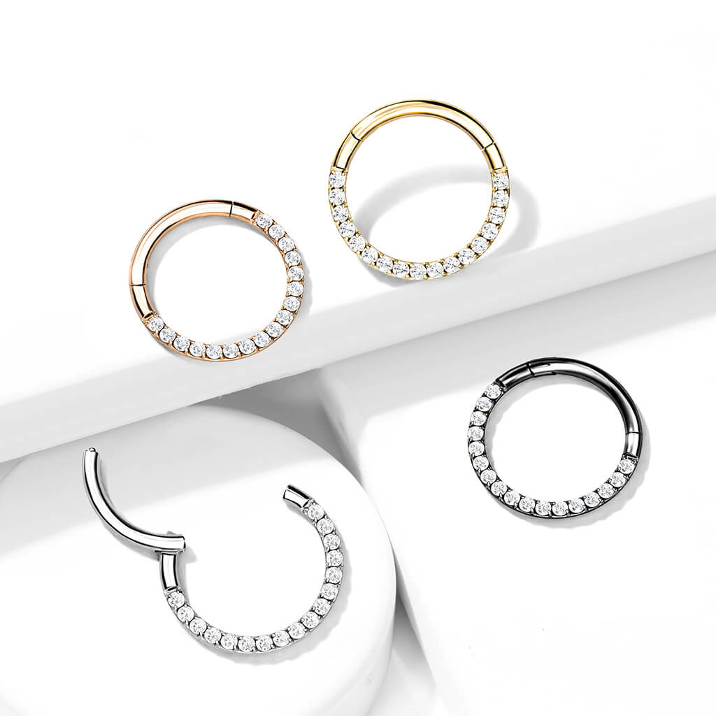 Titanio Anello Piercing Zirconi Clicker