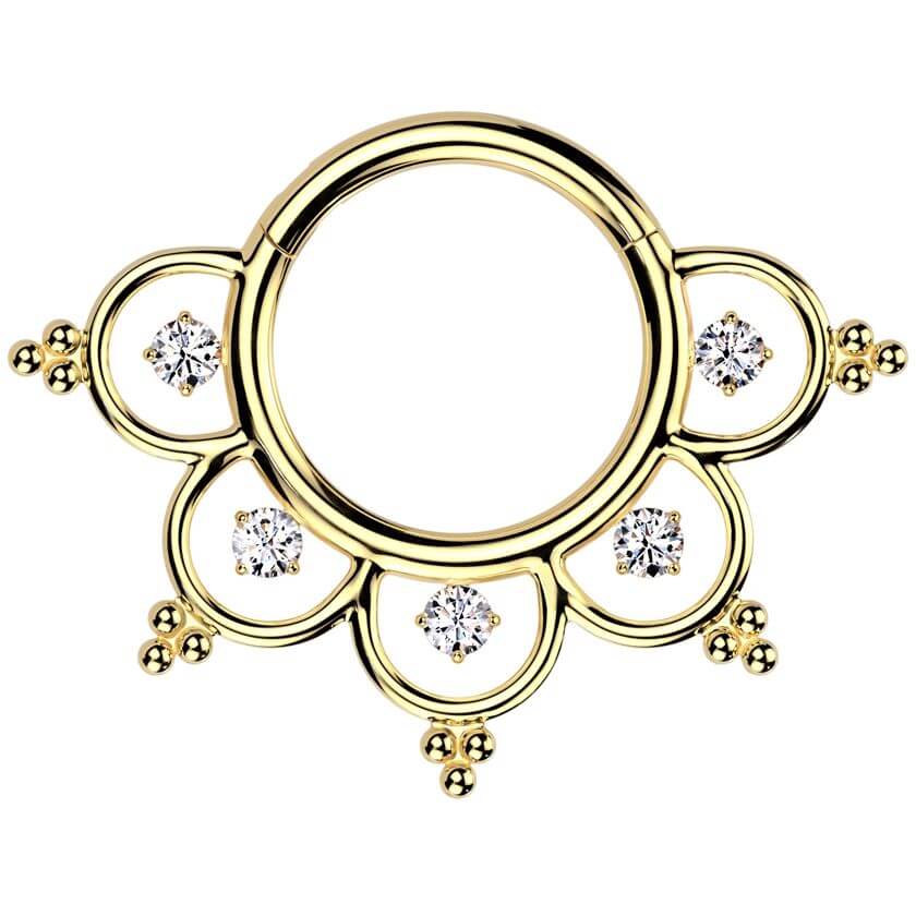 Titanium Ring filigree zirconias and beads Segment