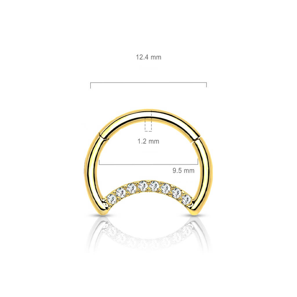 Titanium Ring Moon Zirconia Clicker