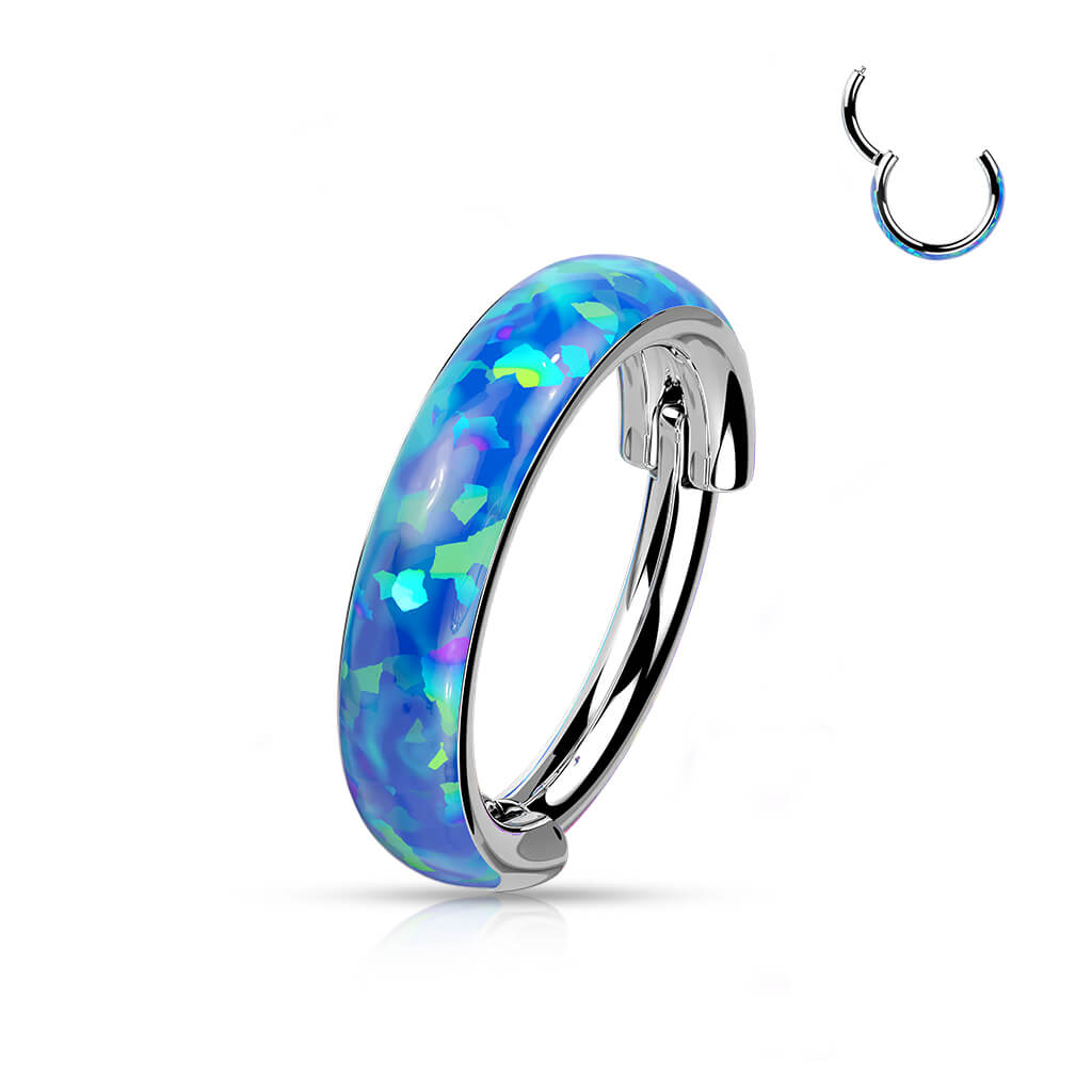 Titanio Anello Piercing Opale Clicker