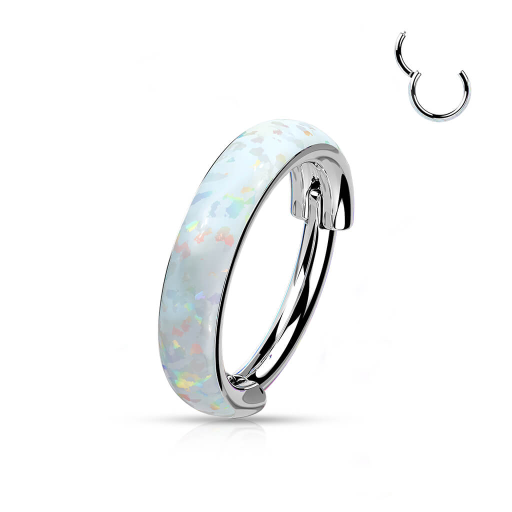 Titanio Anello Piercing Opale Clicker