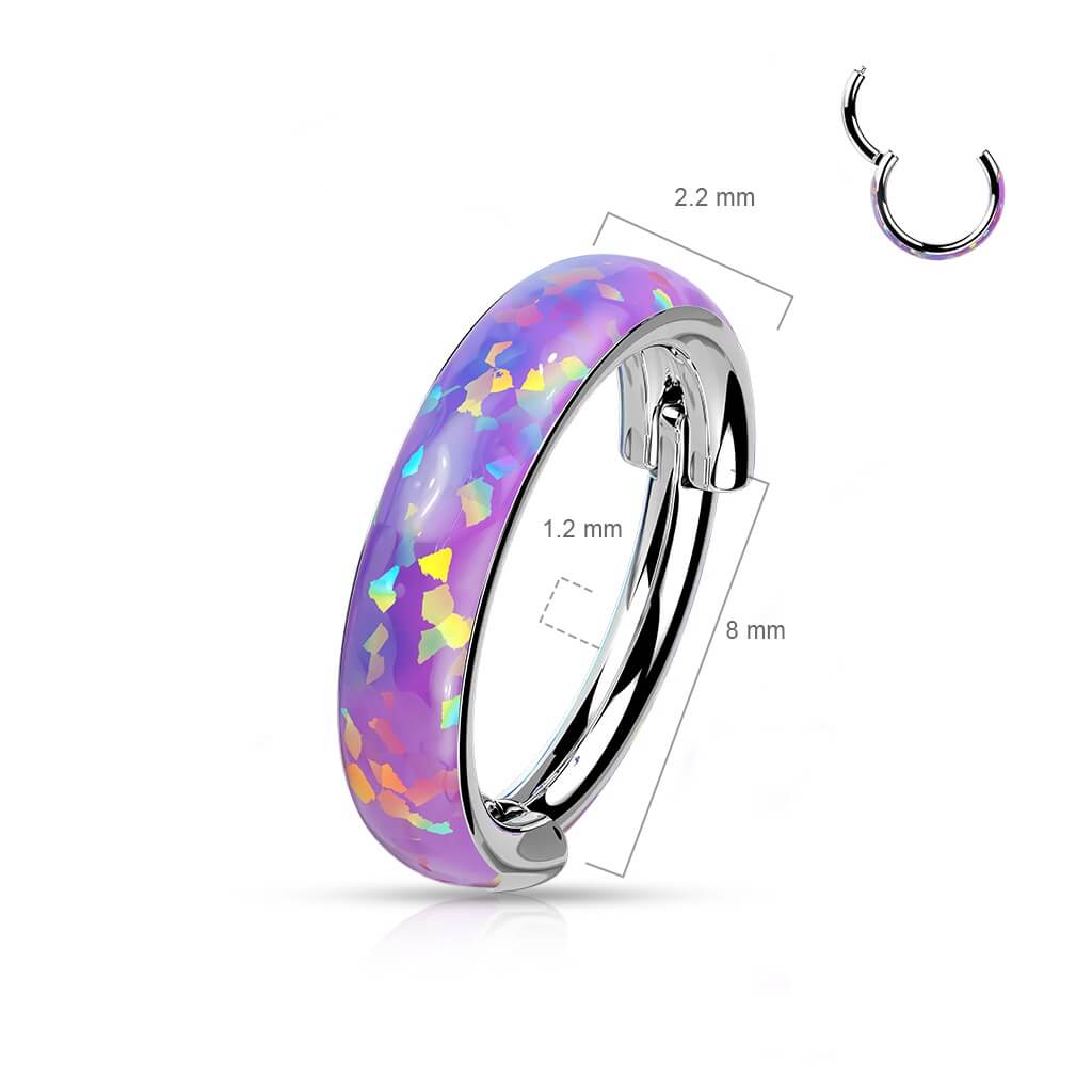 Titanio Anello Piercing Opale Clicker