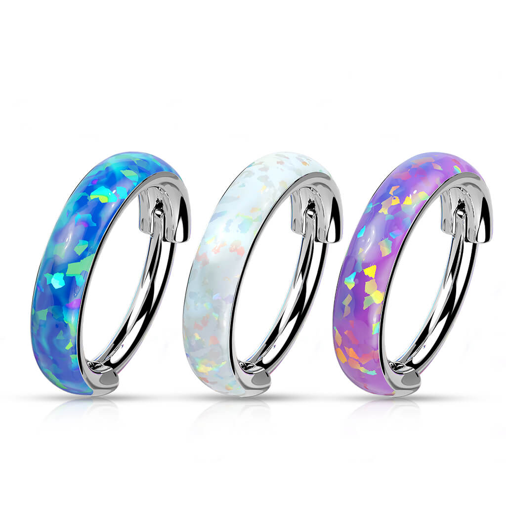 Titanio Anello Piercing Opale Clicker
