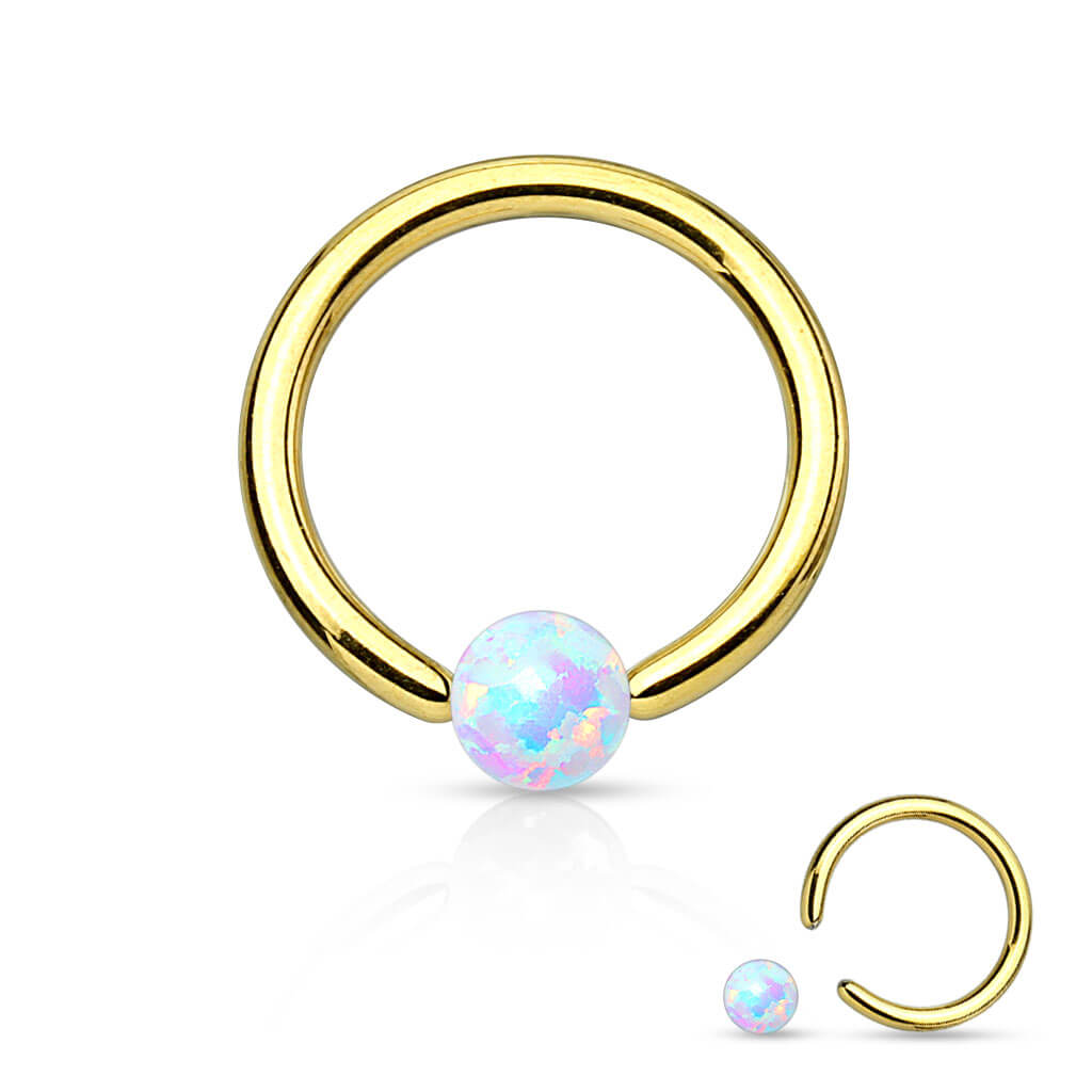 Kółko z kulką opal zapięcie captive bead