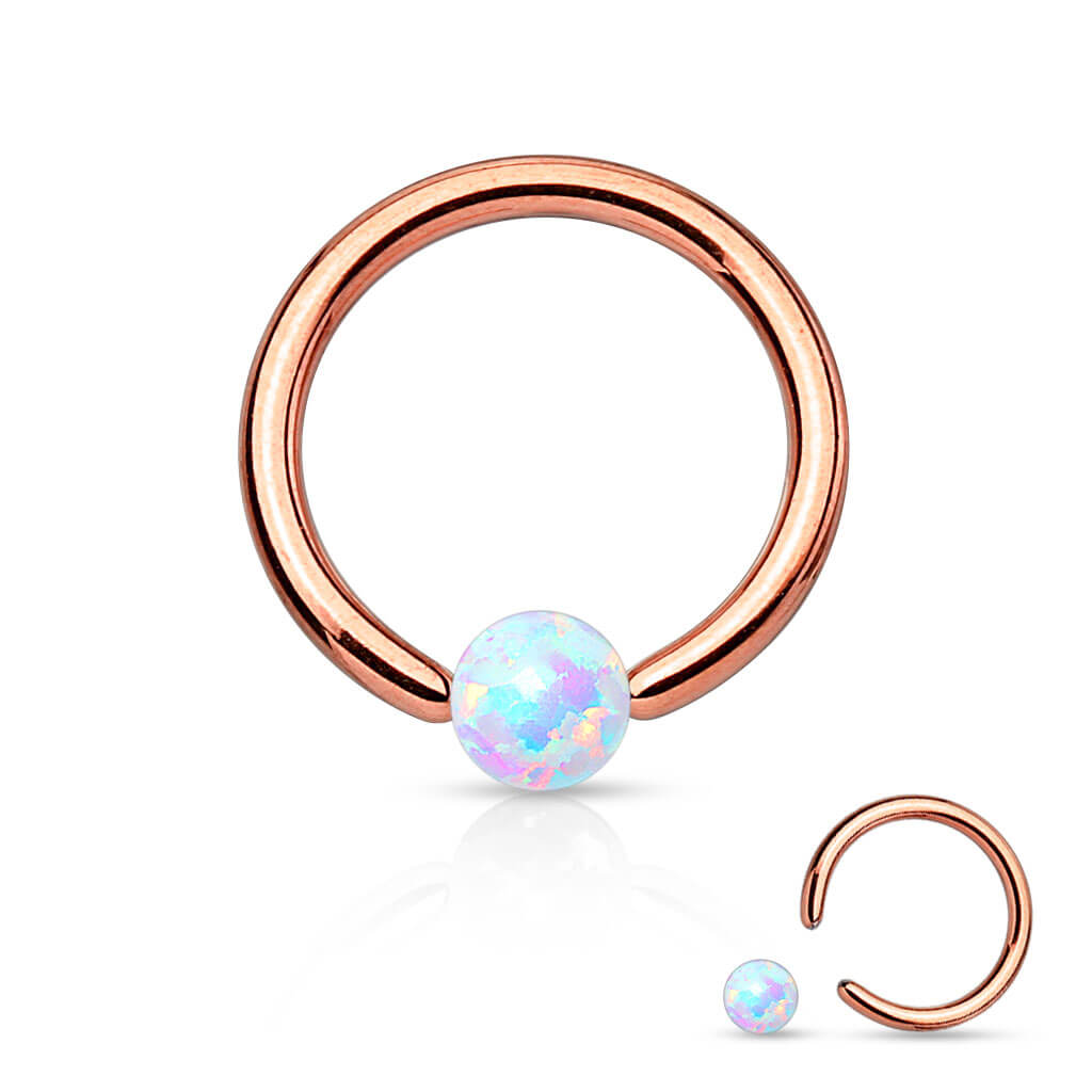 Kółko z kulką opal zapięcie captive bead