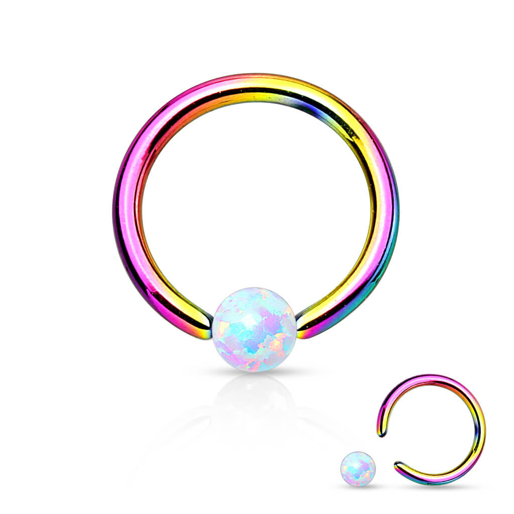 Kółko z kulką opal zapięcie captive bead