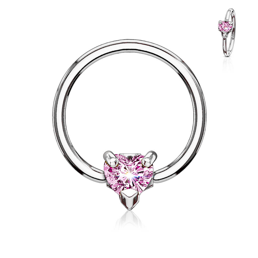 Anillo Circonita Corazón Cierre de bola