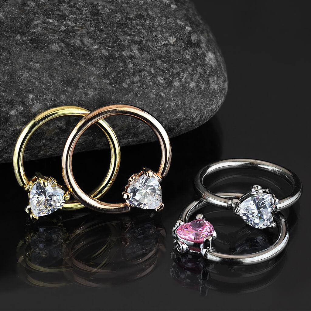 Anillo Circonita Corazón Cierre de bola