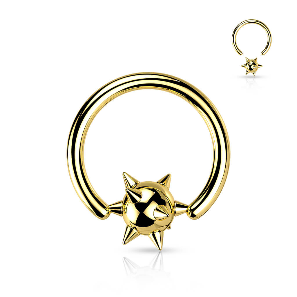 Anello Piercing Sfera borchiata Perla Prigioniera