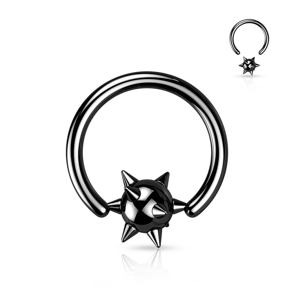 Anello Piercing Sfera borchiata Perla Prigioniera