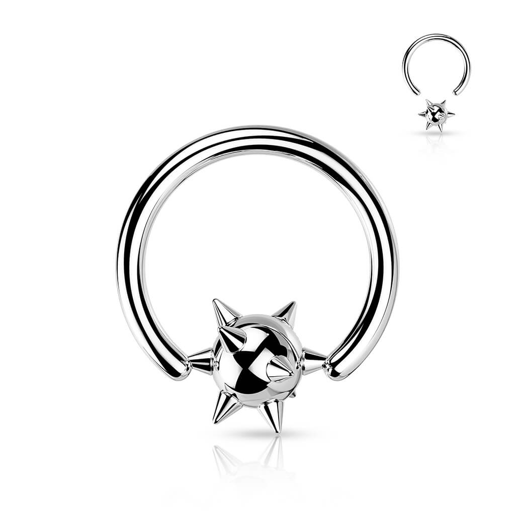 Anello Piercing Sfera borchiata Perla Prigioniera