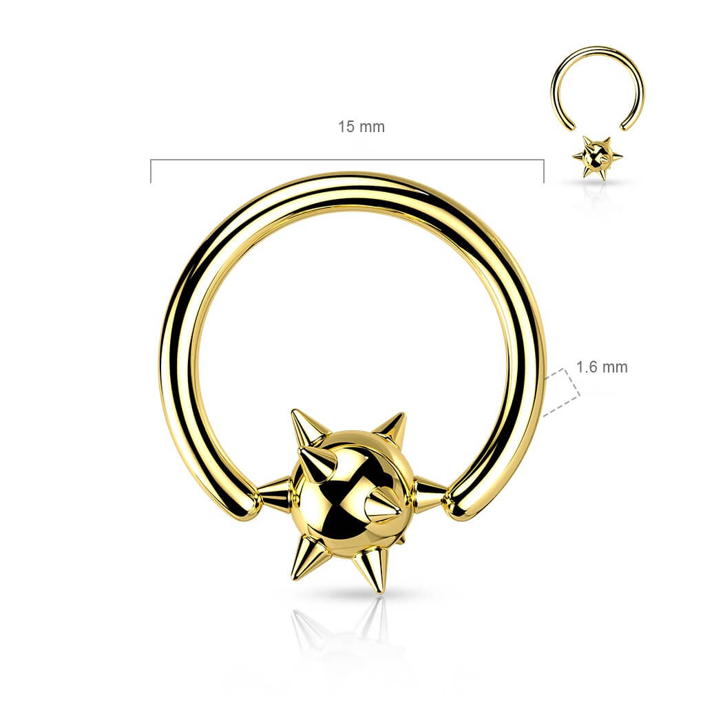 Anello Piercing Sfera borchiata Perla Prigioniera