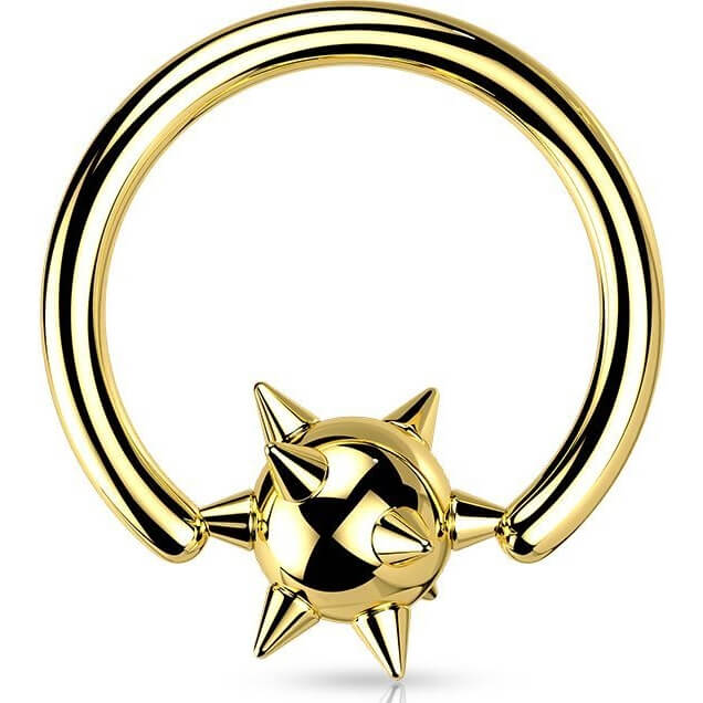 Anello Piercing Sfera borchiata Perla Prigioniera