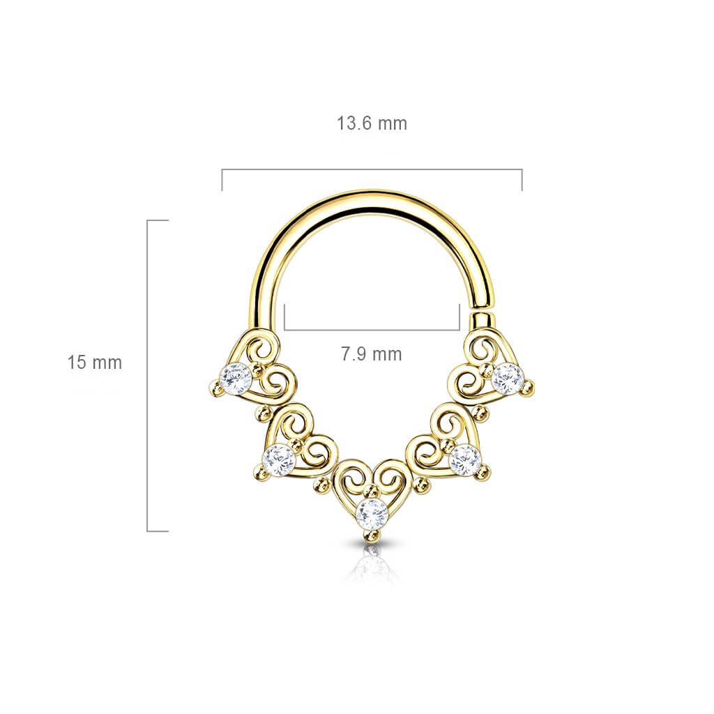 Anillo Corazón colgante Circonita Plata Flexible