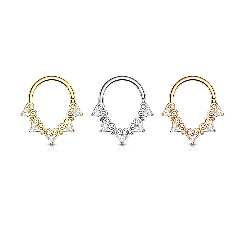 Anillo Corazón colgante Circonita Plata Flexible
