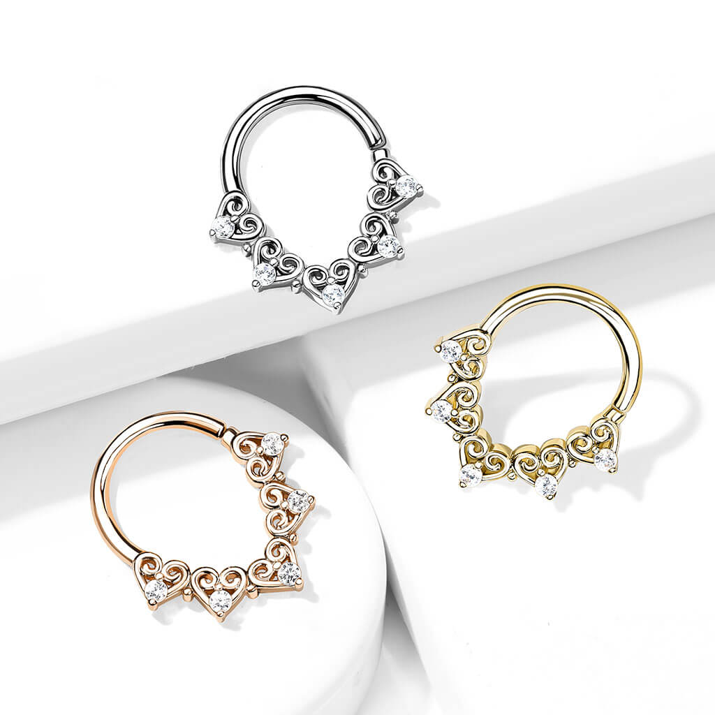 Anillo Corazón colgante Circonita Plata Flexible
