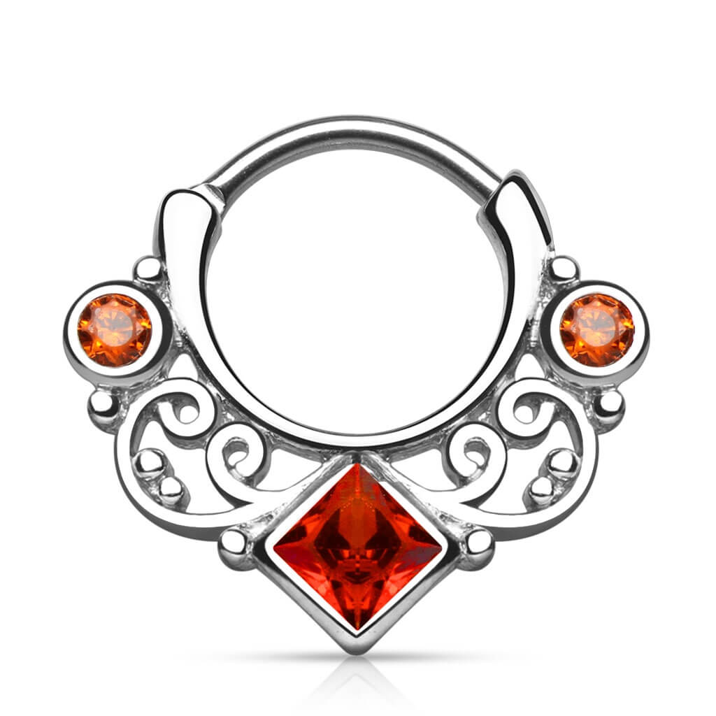 Septum Clicker Zircone Carrée Argent Cliqueur