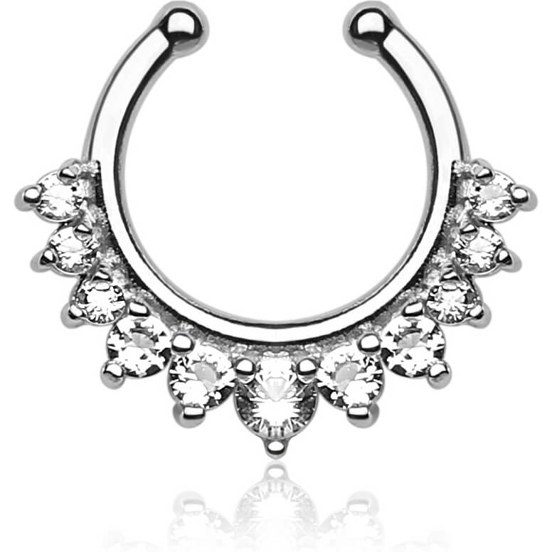 Fake Nose Piercing Septum 11 Zirconia Bendable