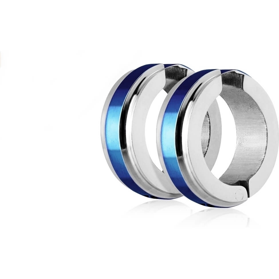 Fake Ear Piercing Creole Blue Silver