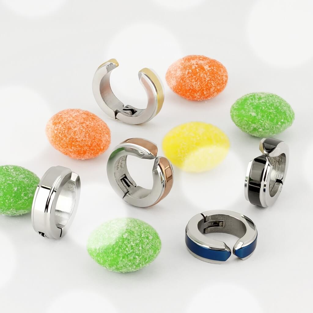 Fake Ear Piercing Creole Blue Silver