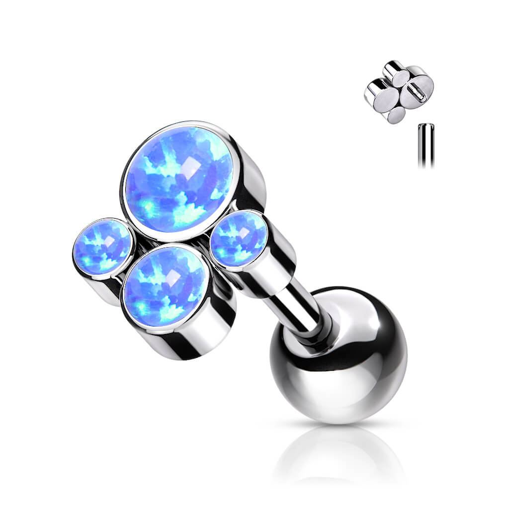 Titan Barbell 4 Opal Flach Silber Innengewinde