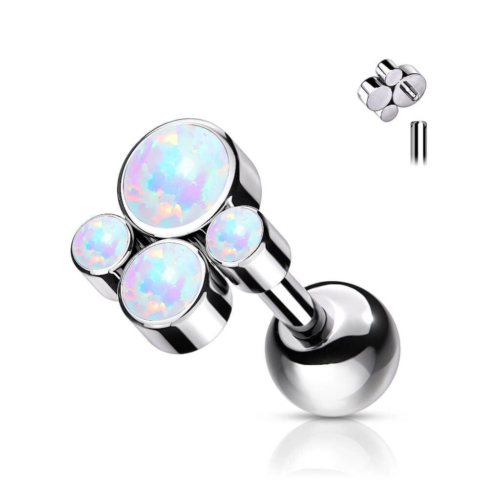Titan Barbell 4 Opal Flach Silber Innengewinde