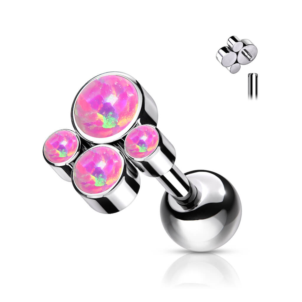 Titan Barbell 4 Opal Flach Silber Innengewinde