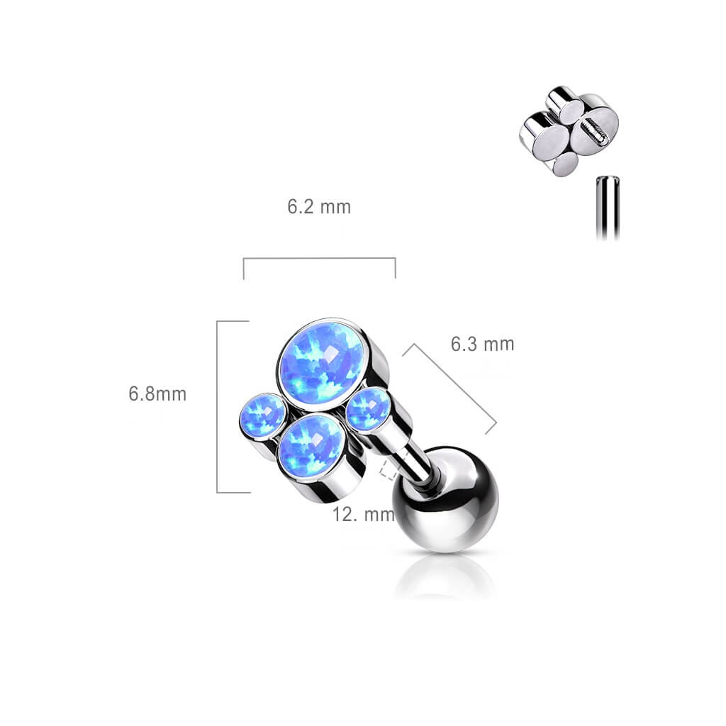 Titan Barbell 4 Opal Flach Silber Innengewinde