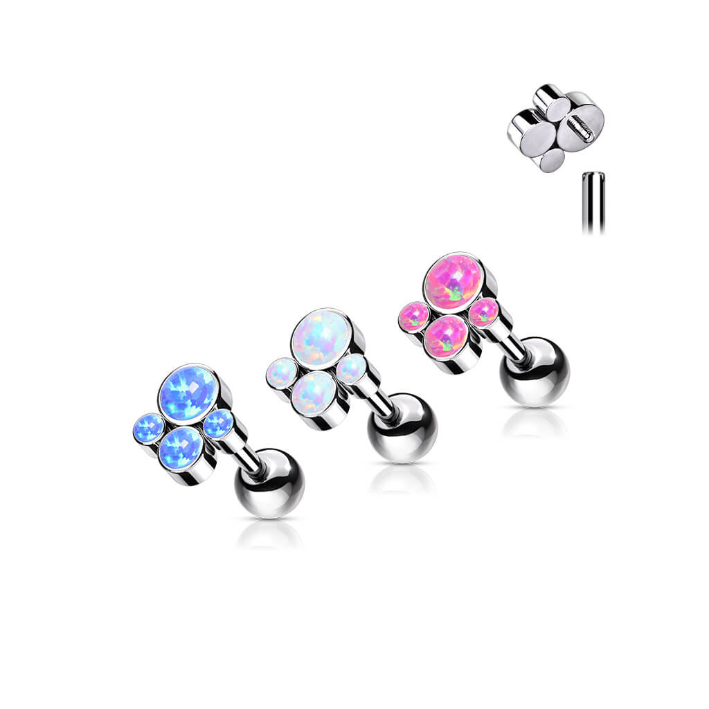 Titan Barbell 4 Opal Flach Silber Innengewinde