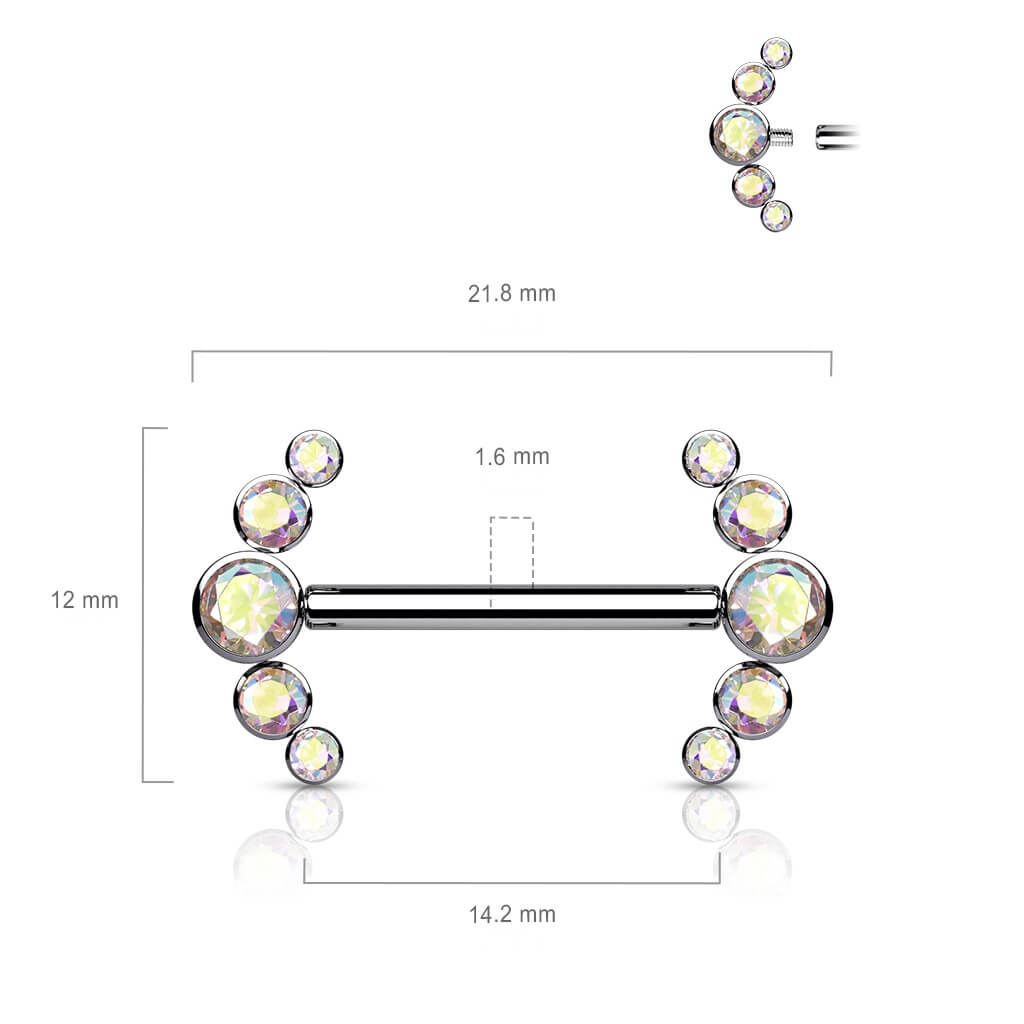 Titanium Nipple Piercing 5 Zirconia Silver Internally Threaded