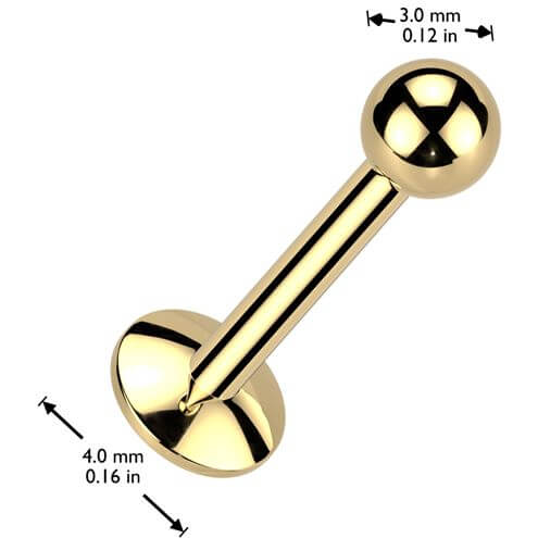 Titanium Labret ball 4mm base Internally Threaded