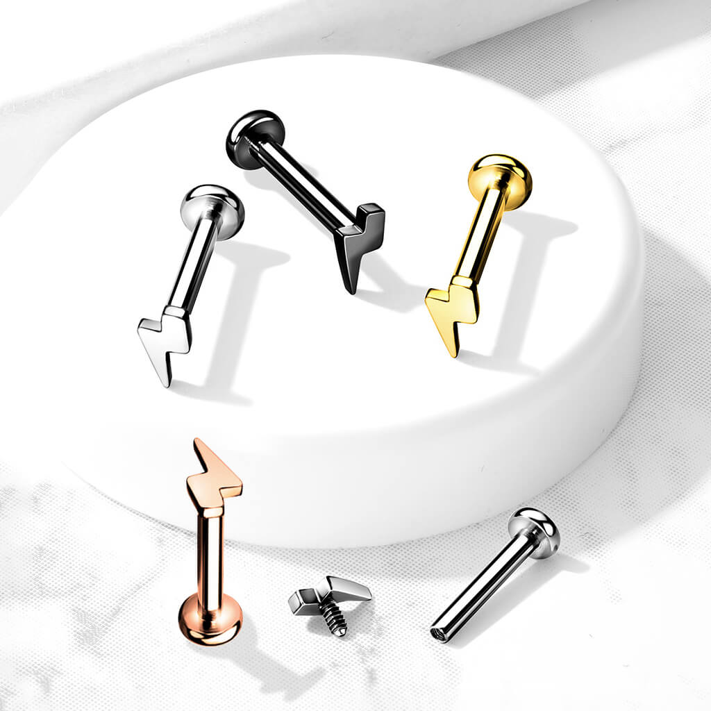 Titanio Labret Saetta piatta Filettatura Interna