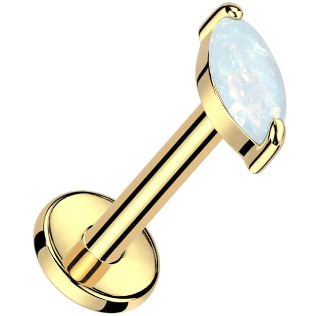 Titane Labret Marquise Opale Filetage Interne