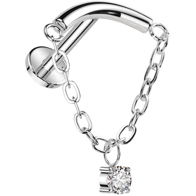 Titanio Colgante Circonita y Cadena Rosca interna Labret