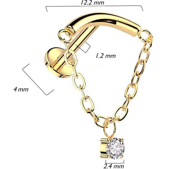 Titanio Colgante Circonita y Cadena Rosca interna Labret